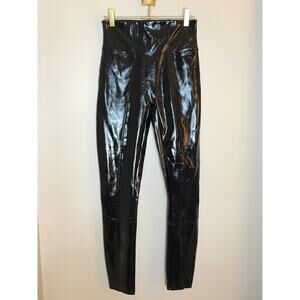 Spanx Black Faux Patent Leather Leggings S